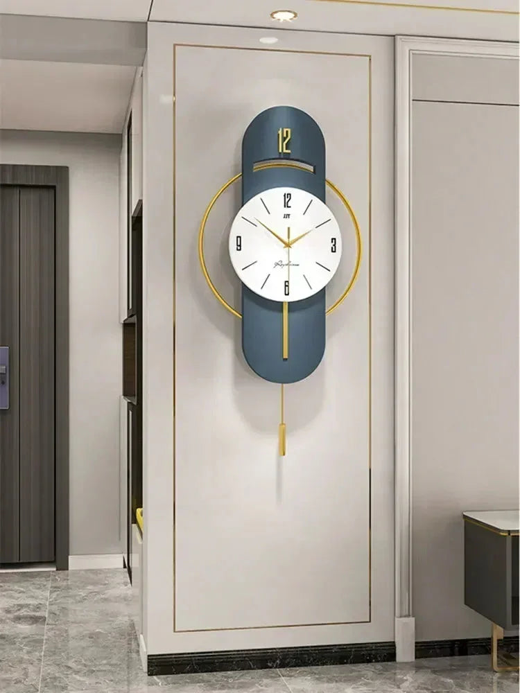 Large Nordic Luxury Wall Clock Modern Design Iron Living Room Swinging Wall Watch