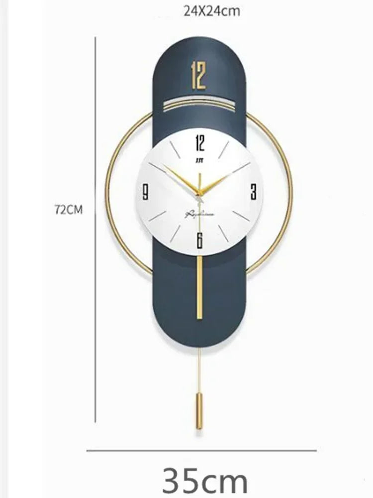 Large Nordic Luxury Wall Clock Modern Design Iron Living Room Swinging Wall Watch