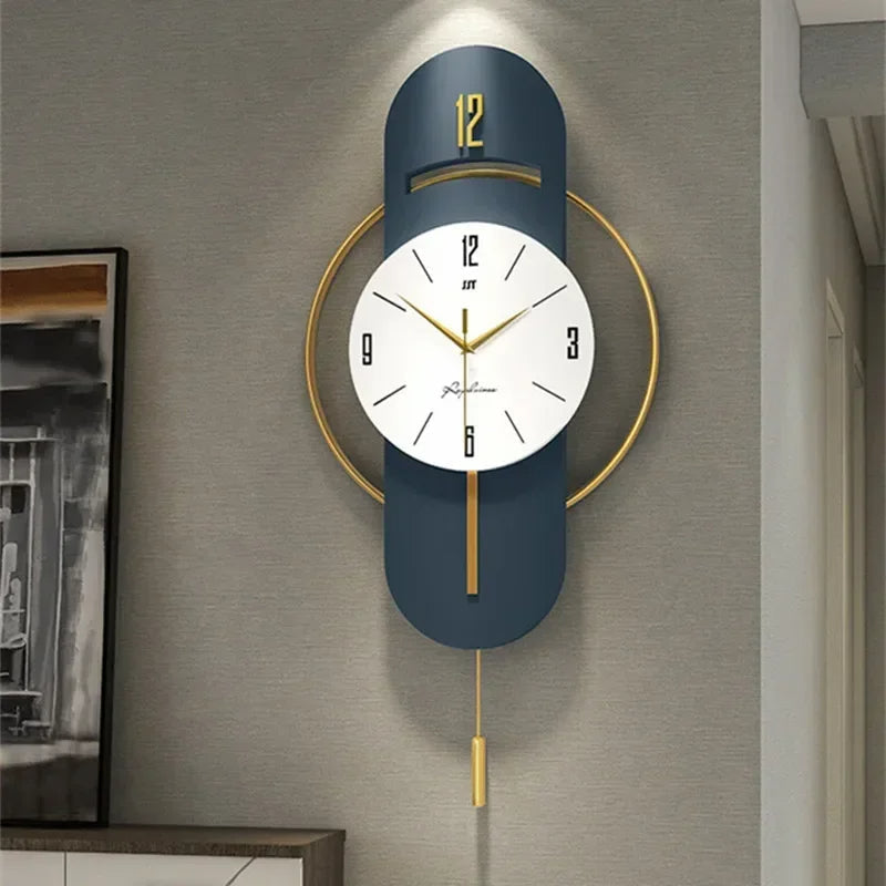 Large Nordic Luxury Wall Clock Modern Design Iron Living Room Swinging Wall Watch