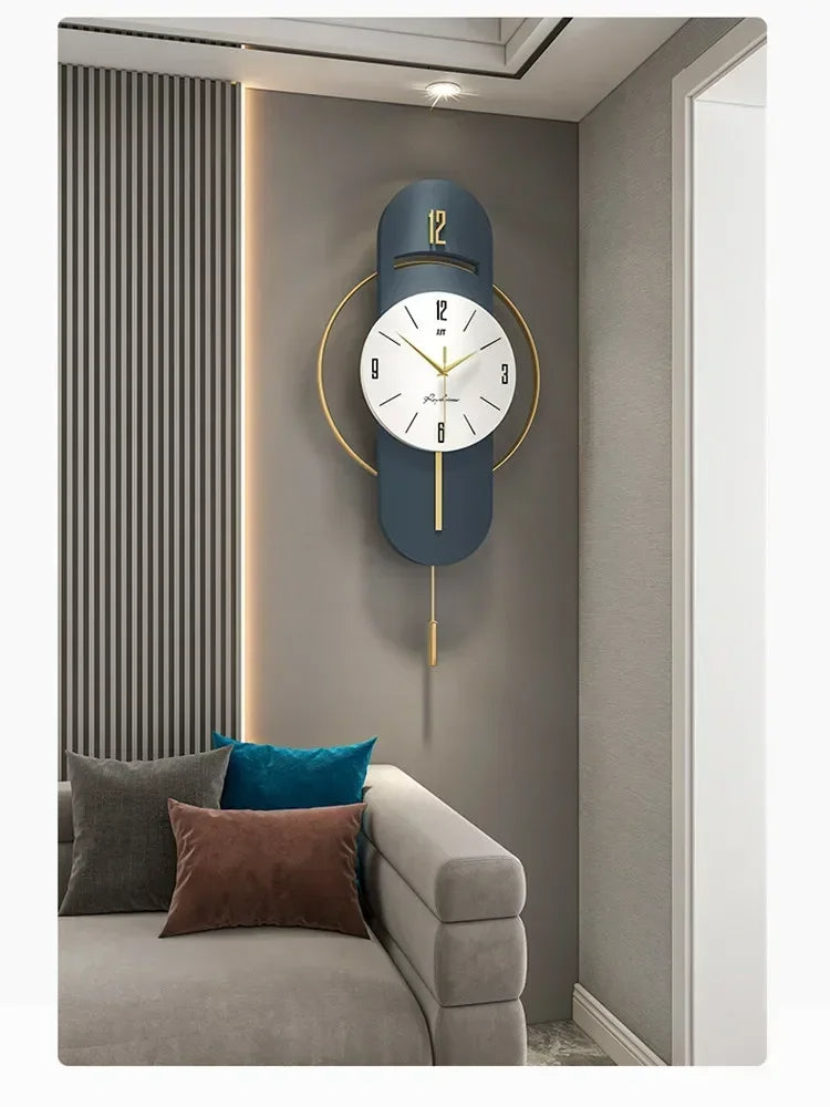 Large Nordic Luxury Wall Clock Modern Design Iron Living Room Swinging Wall Watch