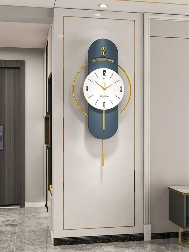 Large Nordic Luxury Wall Clock Modern Design Iron Living Room Swinging Wall Watch