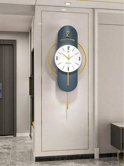 Large Nordic Luxury Wall Clock Modern Design Iron Living Room Swinging Wall Watch