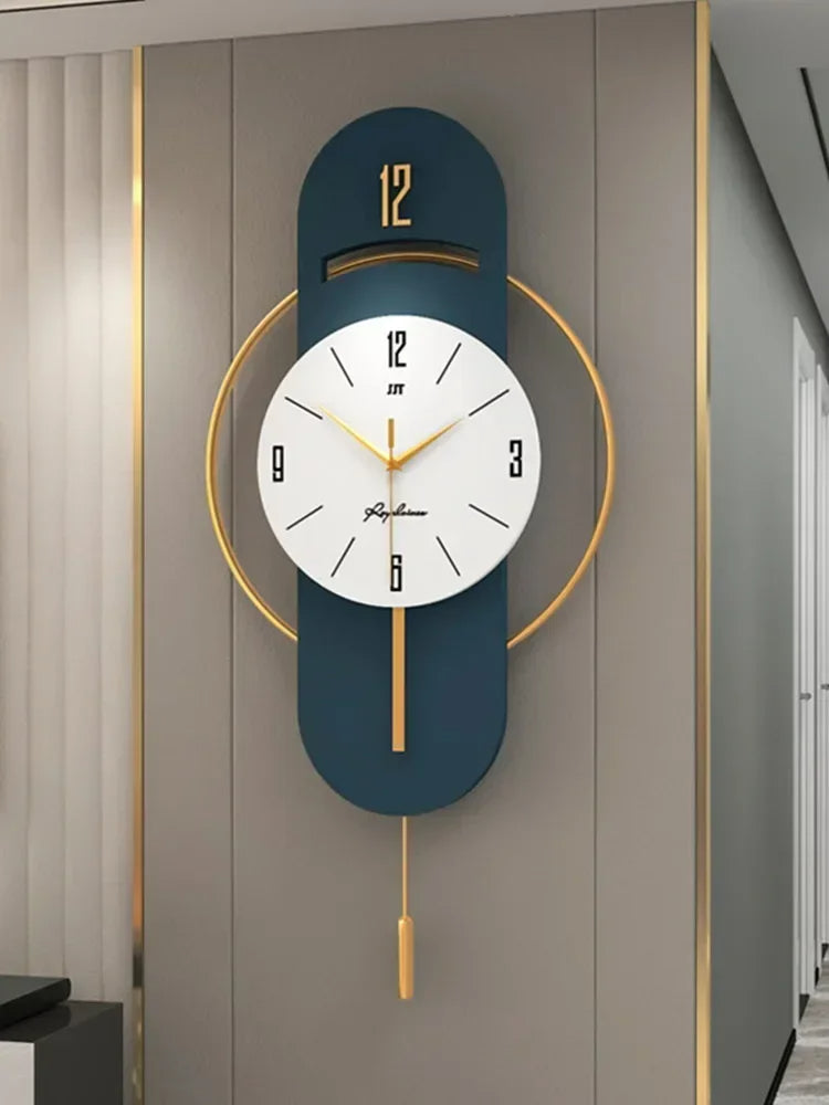 Large Nordic Luxury Wall Clock Modern Design Iron Living Room Swinging Wall Watch