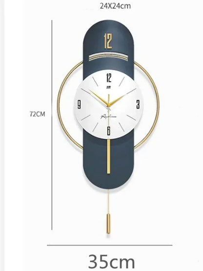 Large Nordic Luxury Wall Clock Modern Design Iron Living Room Swinging Wall Watch