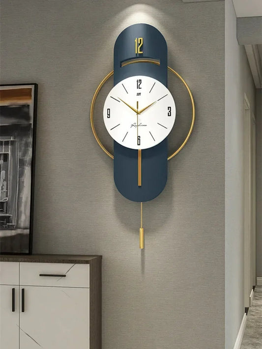 Large Nordic Luxury Wall Clock Modern Design Iron Living Room Swinging Wall Watch